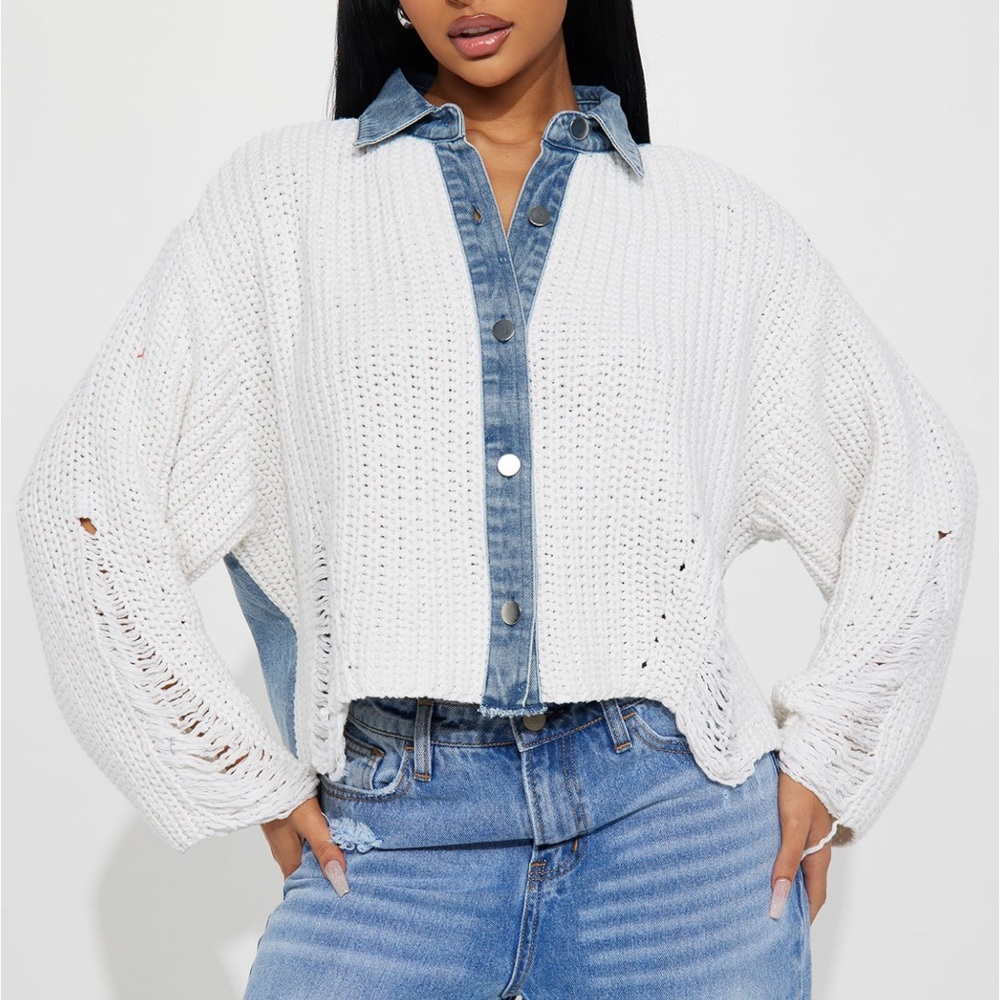 Fashion Nova Forget Me Not Distressed Denim Shacket - Light Wash